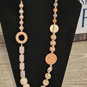 Natural mixed media long necklace & earrings from Plunder